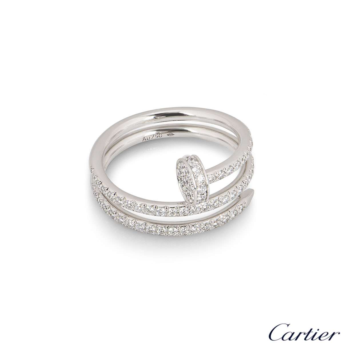 Cartier White Gold Diamond Juste Un Clou Ring Size 46 B4211100